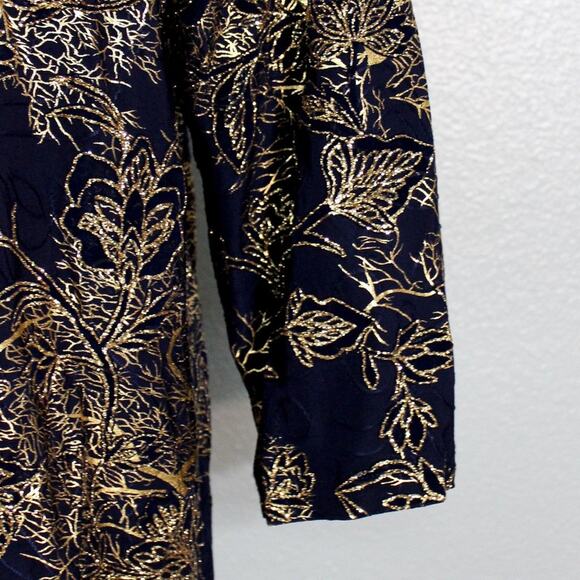 JM Collection Women's Gold Metallic Embroidered Top Size XL - Picture 6 of 10